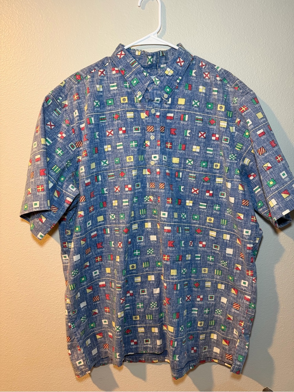 REYN SPOONER NAUTICAL FLAG ALPHABET HAWAIIAN SHIRT USA MADE XXL